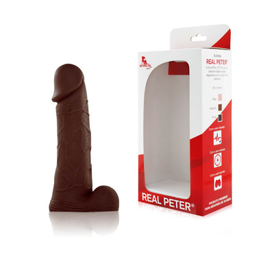 Prótese Realística em Formato de Pênis com Glande Definida, Veias e Escroto - Real Peter | 16,5 x 3,5 cm | Disponível em 2 Cores