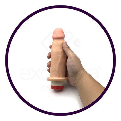 Real Peter - Prótese Realística em Formato de Pênis com Multivelocidade e Base para Cinta Real Peter Style - 16 x 4 cm