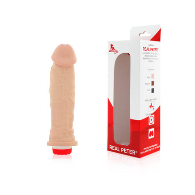 Foto 1 do produto Real Peter Style Charmoso - Prótese Realística em Formato de Pênis com Vibro Multivelocidade e Resistente à Água - 20 x 4,5 cm