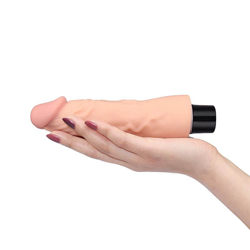 Real Softee 7.0 - Prótese Realística em Formato de Pênis com Glande, Textura Realista e 10 Vibrações - 14 x 4,7 cm - 3
