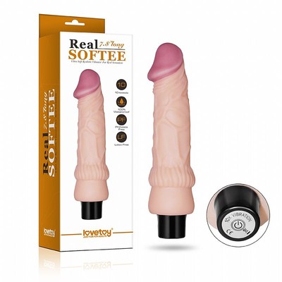 Foto 1 do produto Real Softee 7.8 - Prótese Realística em Formato de Pênis com Glande, Textura Realista e Vibração Multivelocidade, Resistente à Água - 16,5 x 3,8 cm