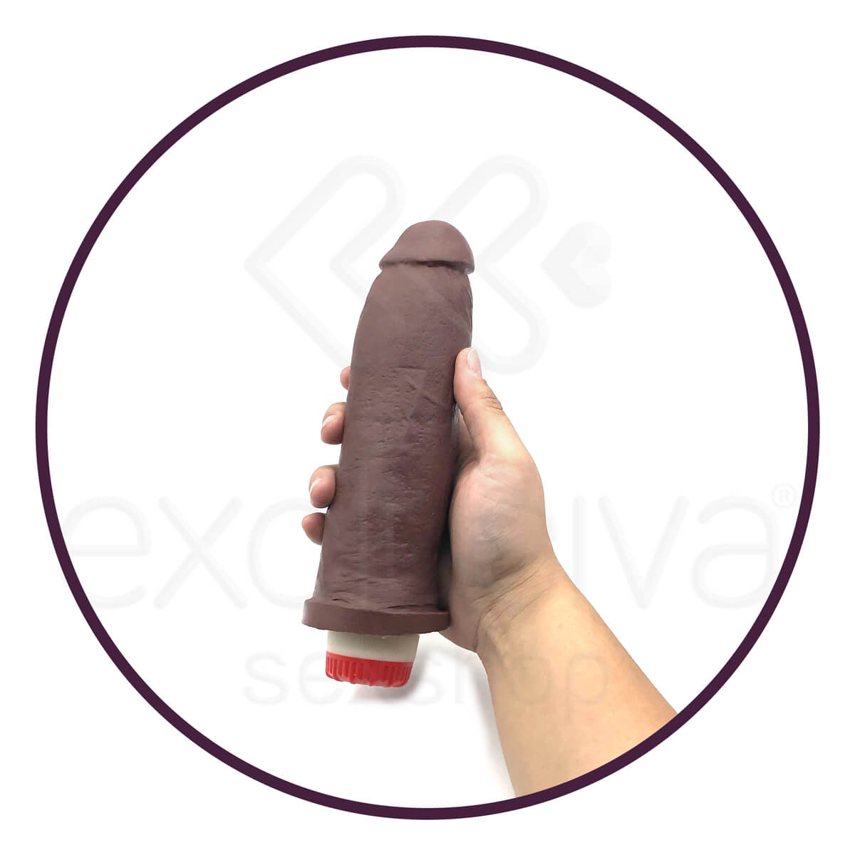 Real Style Tauros - Prótese Realística em Formato de Pênis com Glande, Textura de Veias e Vibração - 19 x 4,6 cm | Cor: Marrom - 4