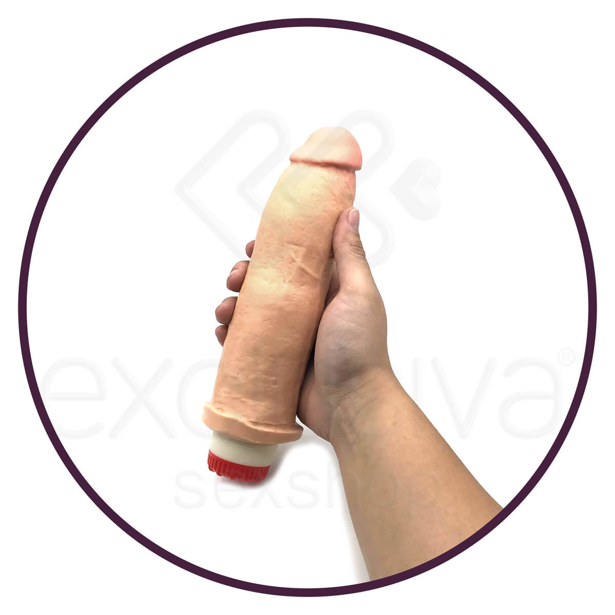 Real Style Tauros - Prótese Realística em Formato de Pênis com Glande, Textura de Veias e Vibração - 19 x 4,6 cm | Cor: Bege - 4