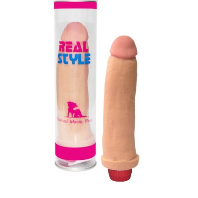 Foto 2 do produto Real Style Tauros - Prótese Realística em Formato de Pênis com Glande, Textura de Veias e Vibração - 19 x 4,6 cm | Cor: Bege