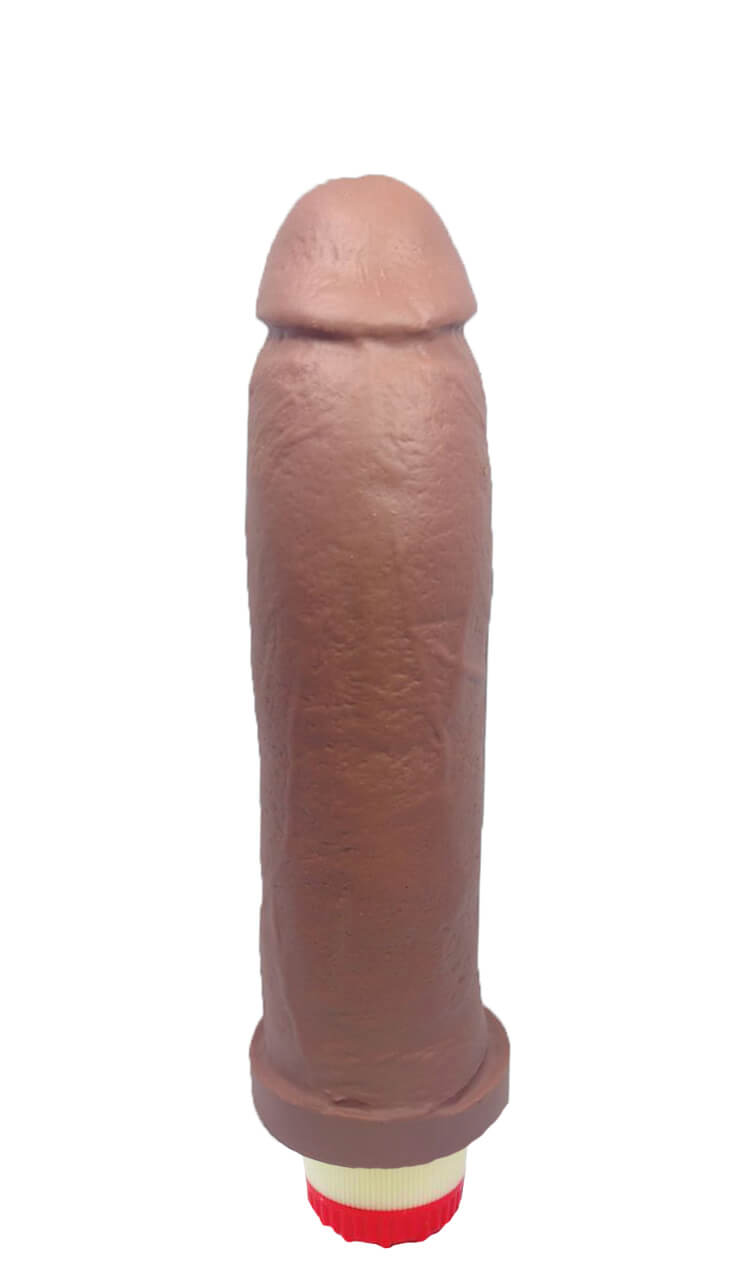 Real Style Tauros - Prótese Realística em Formato de Pênis com Glande, Textura de Veias e Vibração - 19 x 4,6 cm | Cor: Marrom - 3