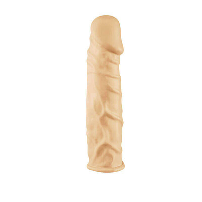 Foto 2 do produto Orgasm Generator - Capa Peniana em Silicone com Preenchimento e Vibração Única - 19 x 4,6 cm | Cor: Bege