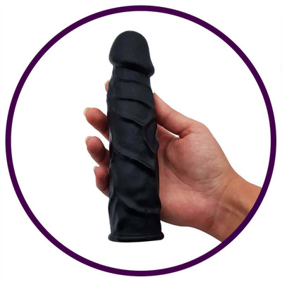 Foto 3 do produto Orgasm Generator - Capa Peniana em Silicone com Preenchimento e Vibração Única - 19 x 4,6 cm | Cor: Preto