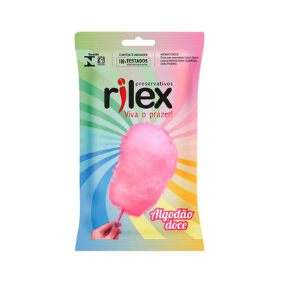 Preservativo Lubrificado no Aroma de Algodão Doce - Rilex Aromatizados - 3 Unidades