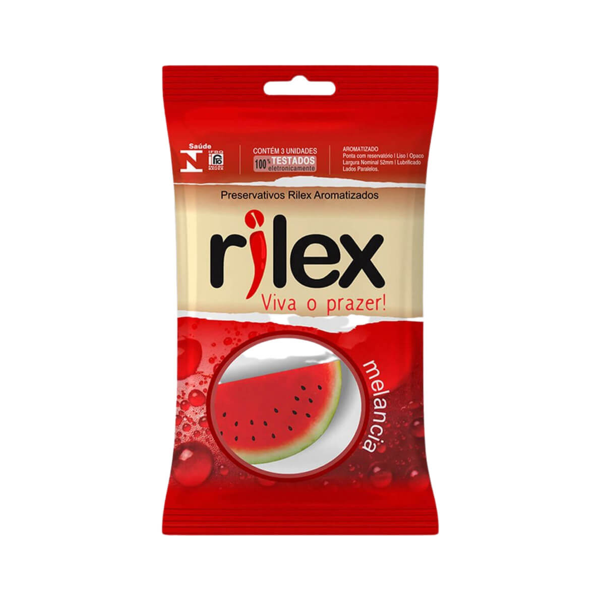 Preservativo Masculino Lubrificado com Aroma de Melancia - Rilex Aromatizados - 3 Unidades - 1