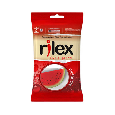 Foto 1 do produto Preservativo Masculino Lubrificado com Aroma de Melancia - Rilex Aromatizados - 3 Unidades
