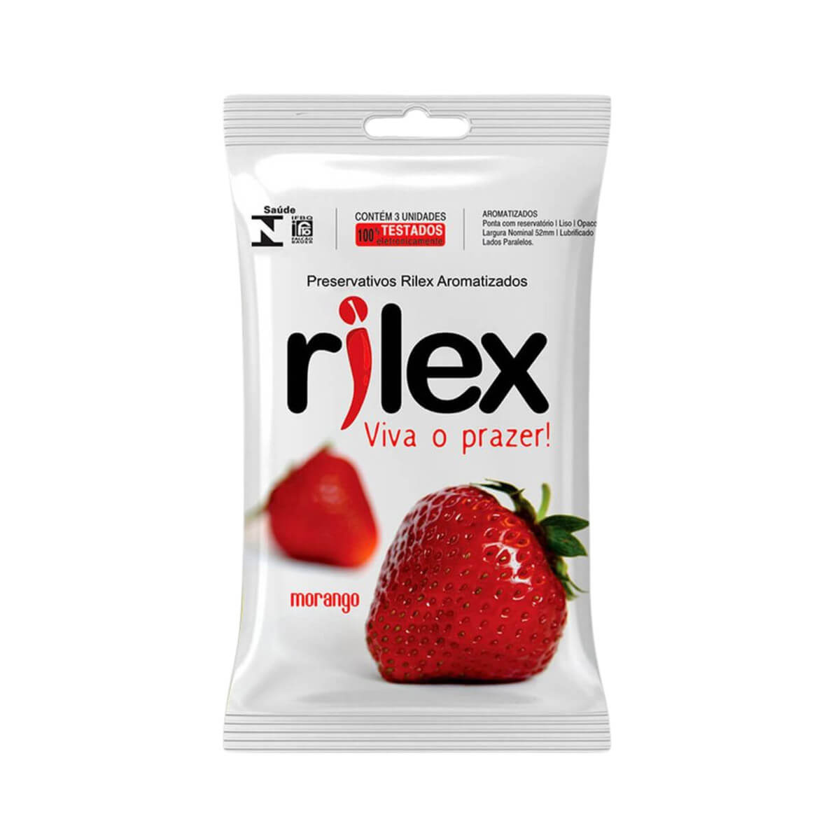 Preservativo Masculino Lubrificado com Aroma de Morango - Rilex Aromatizados - 3 Unidades - 1