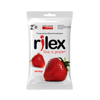 Preservativo Masculino Lubrificado com Aroma de Morango - Rilex Aromatizados - 3 Unidades