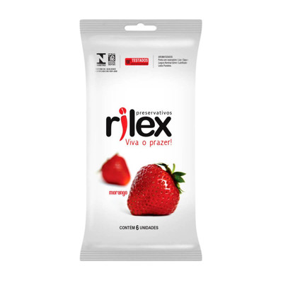 Foto 1 do produto Preservativo Masculino Lubrificado com Aroma de Morango - Rilex Aromatizados - 6 Unidades