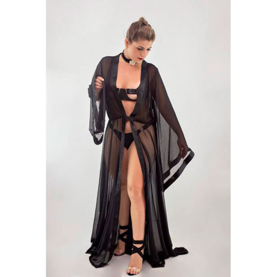 Foto 1 do produto Robe em Tule e Detalhes em Cetim com Manga Morcego - Steves Designer | Tamanho Único