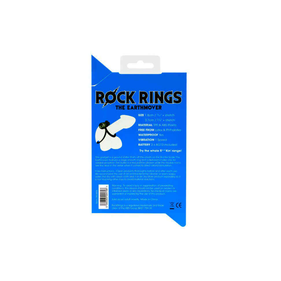 Rock Rings The Earthmover - Anel Peniano Duplo com Estimulador de Clítoris e Vibração Única - 8 x 6 cm - 3