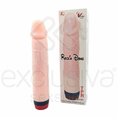 Rockin Dong - Prótese com Glande Definida, Veias e Vibração Multivelocidade - 18,7 x 3,5 cm