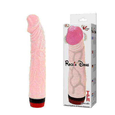 Foto 1 do produto Rockin Dong - Prótese com Glande Definida, Veias e Vibração Multivelocidade - 19,3 x 3,5 cm
