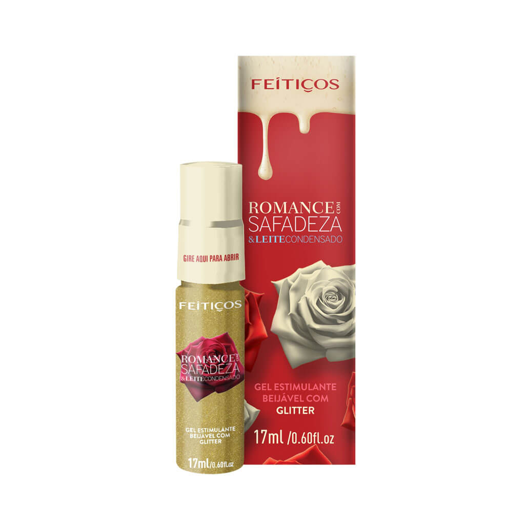 Romance com Safadeza & Leite Condensado - Gel Estimulante Beijável com Glitter e Efeito que Aquece - 17 ml - 2