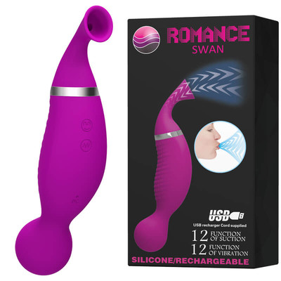 Foto 1 do produto Romance Swan - Estimulador Clitoriano Recarregável com 12 Modos de Sucção e 12 Funções de Vibração, a Prova D'Água - 17,3 x 3,6 cm