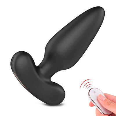 Foto 4 do produto Plug Anal Cônico em Silicone com 9 Modos de Vibração e Controle Remoto sem Fio - S-Hande Albert RCT - 9,8 x 3,7 cm