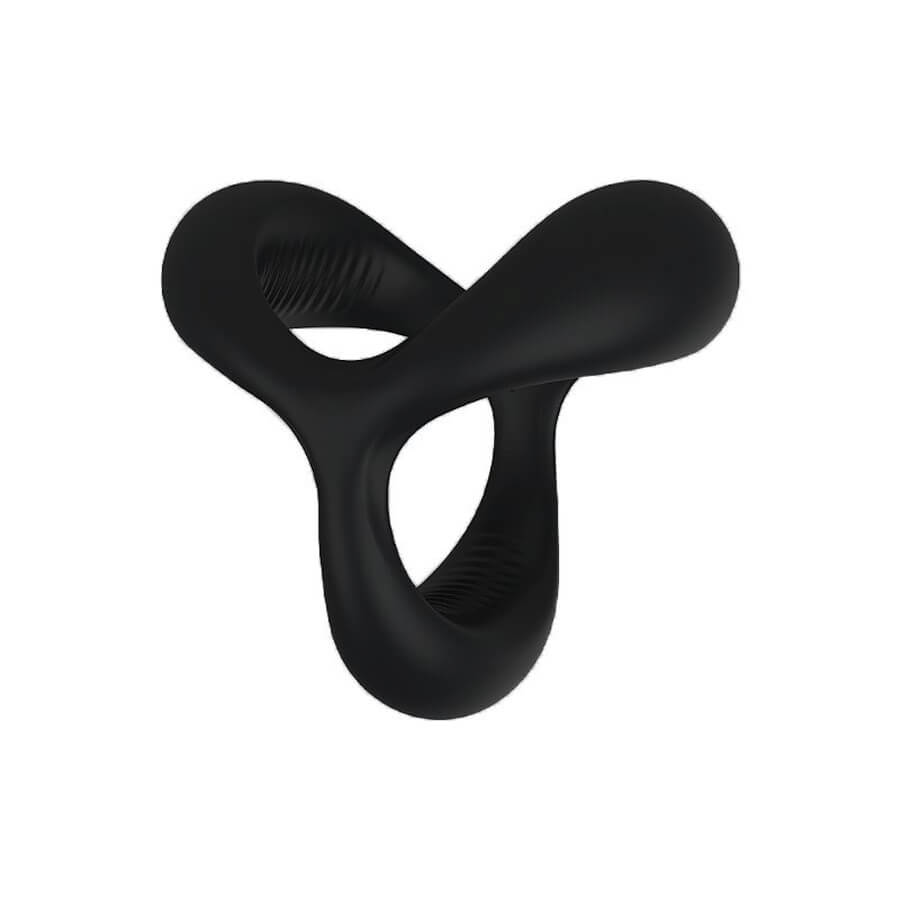 Anel Peniano Triplo em Silicone com Texturas Massageadoras - S-Hande Black Rider 2 | 4,3 x 2,9 cm - 3