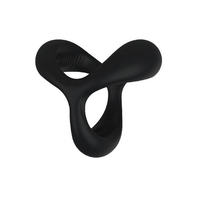Foto 3 do produto Anel Peniano Triplo em Silicone com Texturas Massageadoras - S-Hande Black Rider 2 | 4,3 x 2,9 cm