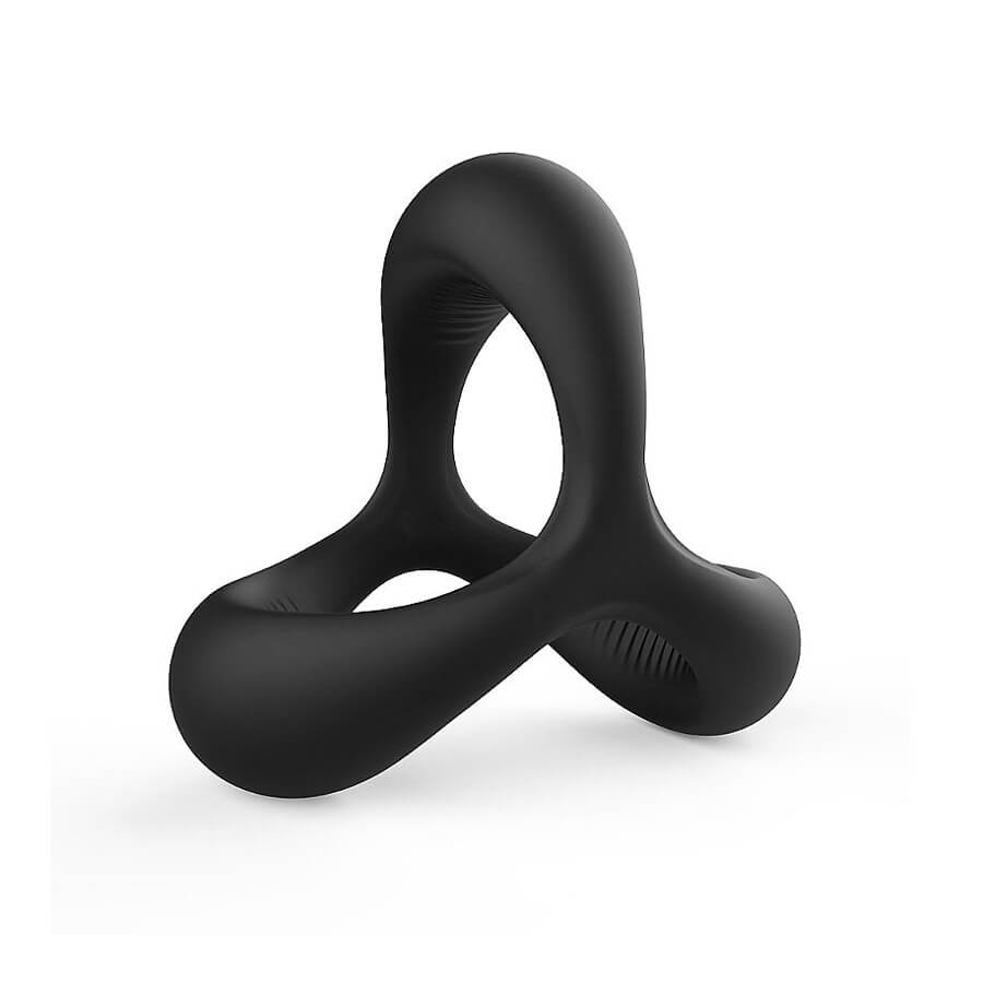 Anel Peniano Triplo em Silicone com Texturas Massageadoras - S-Hande Black Rider 2 | 4,3 x 2,9 cm - 2
