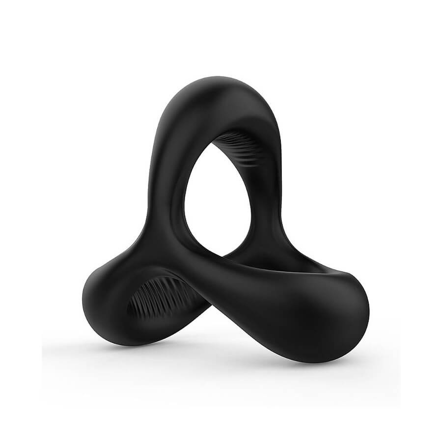 Anel Peniano Triplo em Silicone com Texturas Massageadoras - S-Hande Black Rider 2 | 4,3 x 2,9 cm - 4