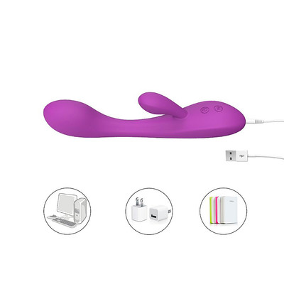 Foto 4 do produto Vibrador Rabbit Recarregável com 9 Modos de Vibração e Estimulador de Clitóris Flexível - S-Hande Boom | 13 x 3,5 cm