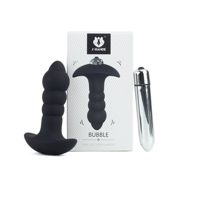 Plug Anal com Ondulações em Silicone Macio e Bullet em ABS com Vibração Única - S-Hande Bubble | 7,5 x 2,7 cm