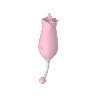 Bullet em Silicone no Formato de Rosa com Linguinha, 10 Modos de Vibração e Recarregável - S-Hande Dora | 16,2 x 4,4 cm