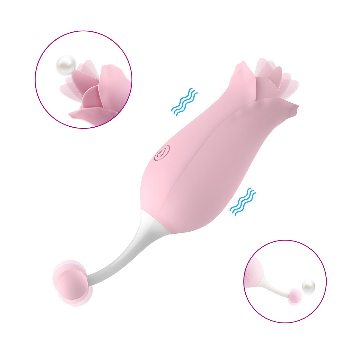 Bullet em Silicone no Formato de Rosa com Linguinha, 10 Modos de Vibração e Recarregável - S-Hande Dora | 16,2 x 4,4 cm - 3