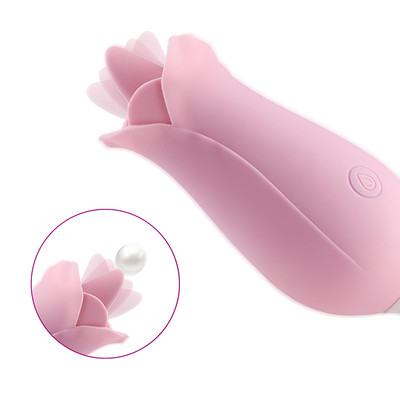 Foto 4 do produto Bullet em Silicone no Formato de Rosa com Linguinha, 10 Modos de Vibração e Recarregável - S-Hande Dora | 16,2 x 4,4 cm