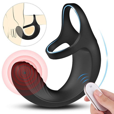 Foto 4 do produto S-Hande Gorman RCT - Anel Peniano Duplo com Texturas Massageadoras, 9 Modos de Vibração e Controle Remoto sem Fio - 19,5 x 2,9 cm
