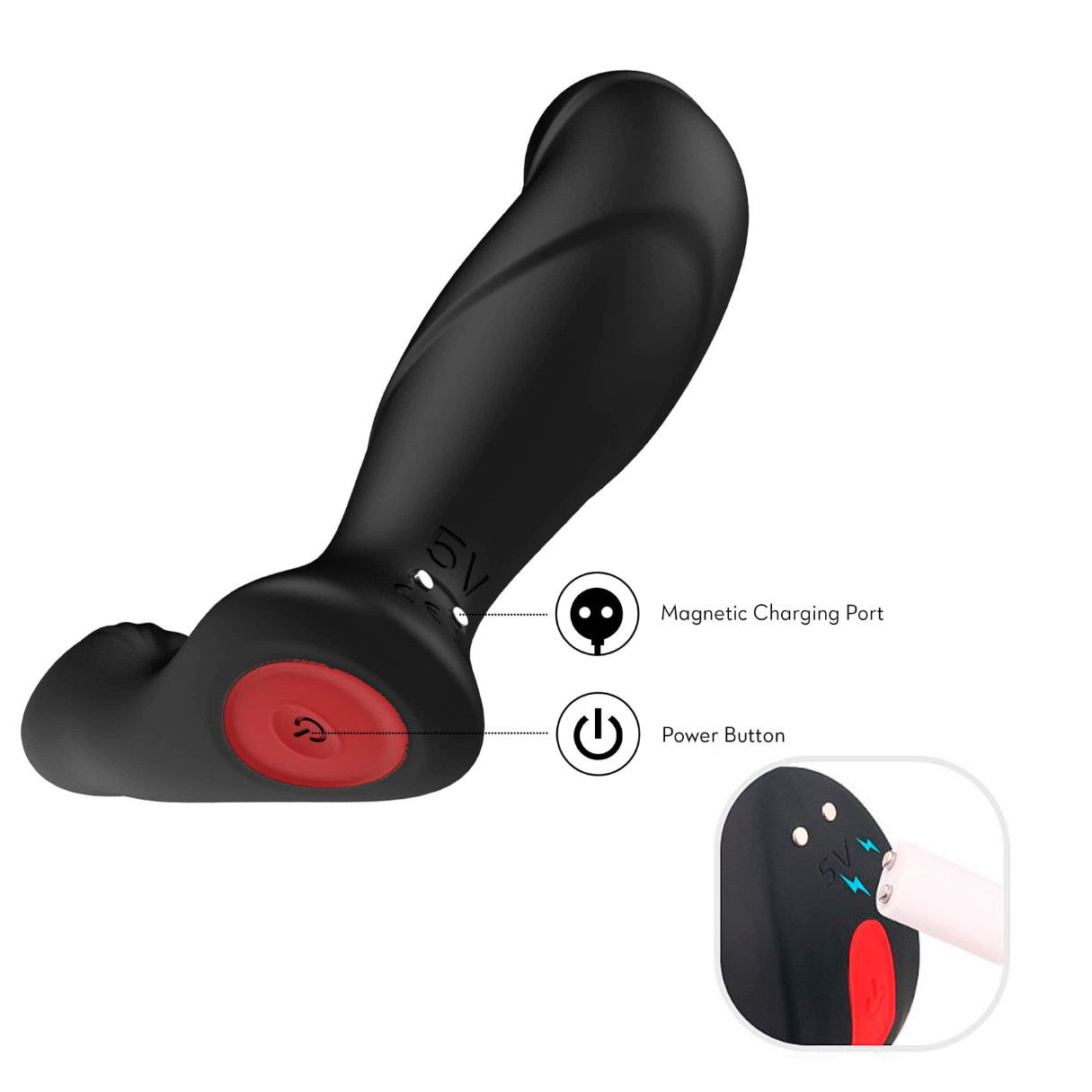 Estimulador Massageador de Próstata e Períneo em Silicone com 9 Modos de Vibração e Controle Remoto sem Fio - S-Hande Laken RCT | 11,3 x 3,1 cm - 6