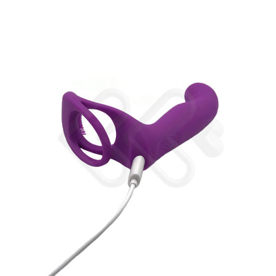 Foto 5 do produto Anel Companheiro em Silicone com Plug Anal, Cerdas Massageadoras, 9 Modos de Vibração e Controle Remoto - S-Hande Lorna-RCT - 11,1 x 2,8 cm