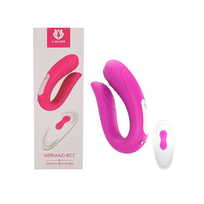 Vibrador de Casal em Silicone com Controle Recarregável e 9 Modos de Vibração - S-Hande Mermaid RCT - 10 x 4,6 cm | Disponível em 2 Cores
