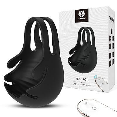 Foto 1 do produto S-Hande Nest-RCT - Anel Peniano em Silicone com Massageador de Escroto, Controle sem Fio e 9 Modos de Vibração - 8,6 x 6,1 cm