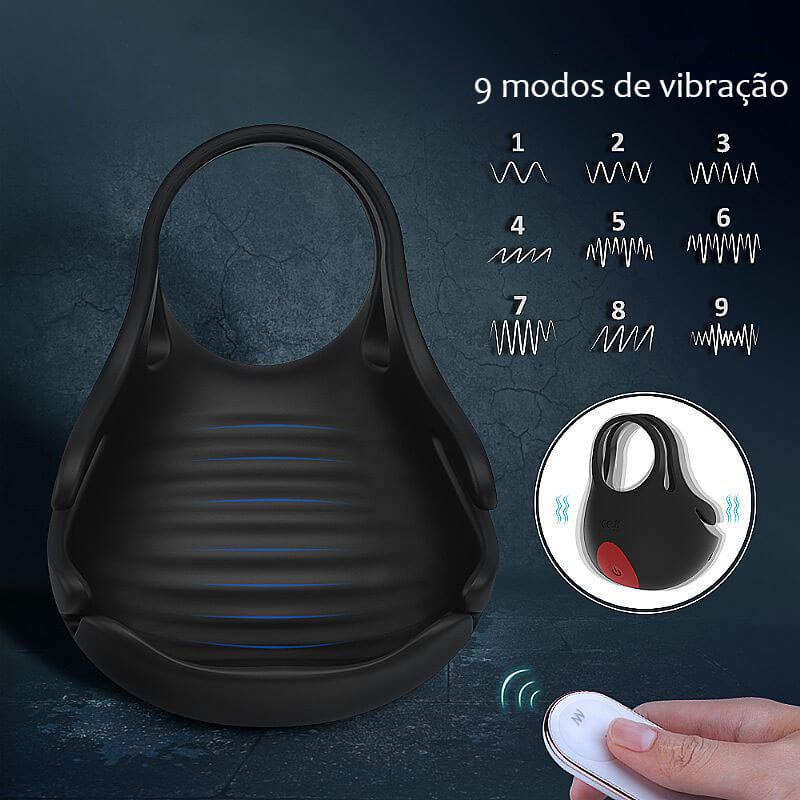 S-Hande Nest-RCT - Anel Peniano em Silicone com Massageador de Escroto, Controle sem Fio e 9 Modos de Vibração - 8,6 x 6,1 cm - 7