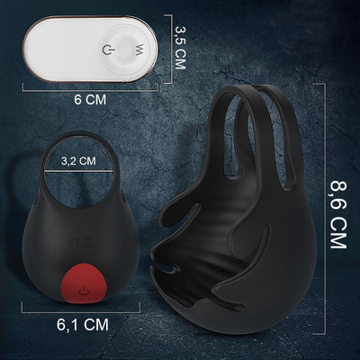 Foto 6 do produto S-Hande Nest-RCT - Anel Peniano em Silicone com Massageador de Escroto, Controle sem Fio e 9 Modos de Vibração - 8,6 x 6,1 cm