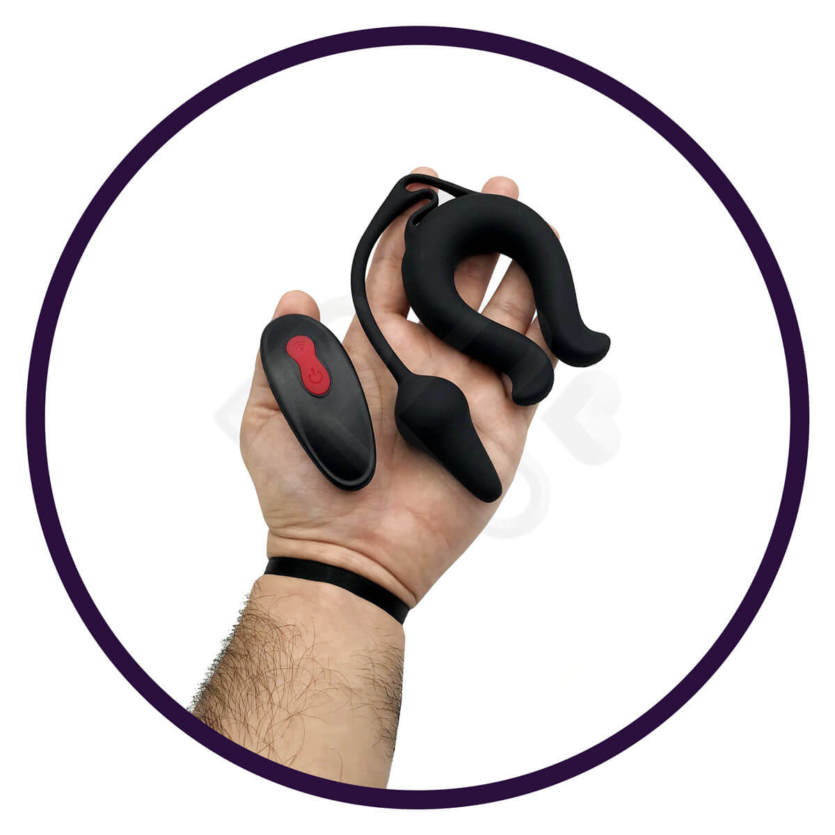 Anel Peniano Recarregável com 9 Modos de Vibração, Plug Anal e Controle Remoto sem Fio - S-Hande Nicole RCT | 27 x 6,6 cm - 6