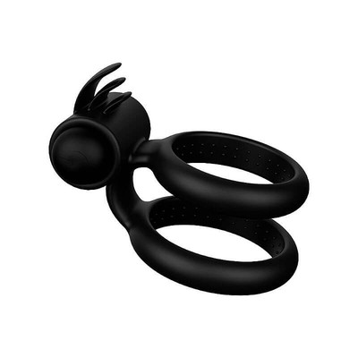 Foto 5 do produto Anel Peniano Duplo em Silicone com Cápsula Vibratória em Vibração Única - S Hande Nightcrawler