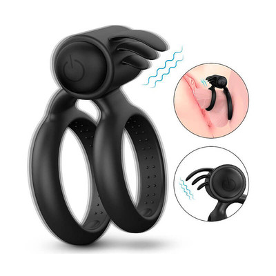 Foto 6 do produto Anel Peniano Duplo em Silicone com Cápsula Vibratória em Vibração Única - S Hande Nightcrawler