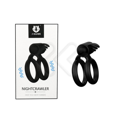 Foto 1 do produto Anel Peniano Duplo em Silicone com Cápsula Vibratória em Vibração Única - S Hande Nightcrawler