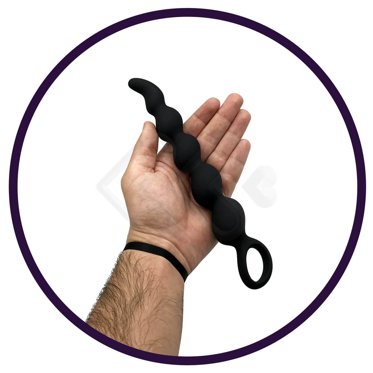 Plug Anal Escalonado em Silicone com Alça de Segurança e 5 Esferas de Tamanhos Gradativos - S-Hande Steve - 19 x 2,1 cm - 4