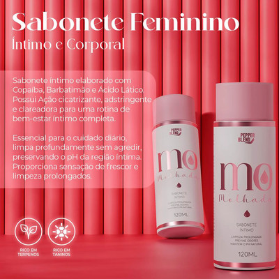 Sabonete Feminino Íntimo de Copaíba e Barbatimão - Pepper Blend Molhada | 120ml