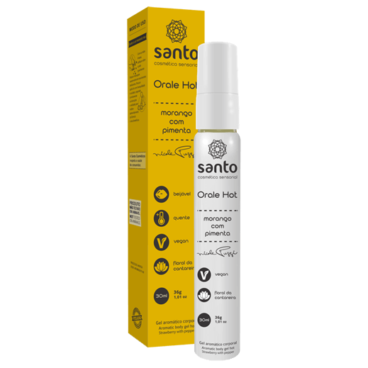 Gel Lubrificante Beijável Vegano - Santo Nicole Puzzi Orale Hot - 30 ml | Sabor: Morango com Pimenta - 1