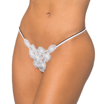 Foto 1 do produto Sapeka Lingerie - Calcinha Fio Dental Fuxico com Abertura Inferior e Detalhes de Pérolas | Disponível em 4 Cores