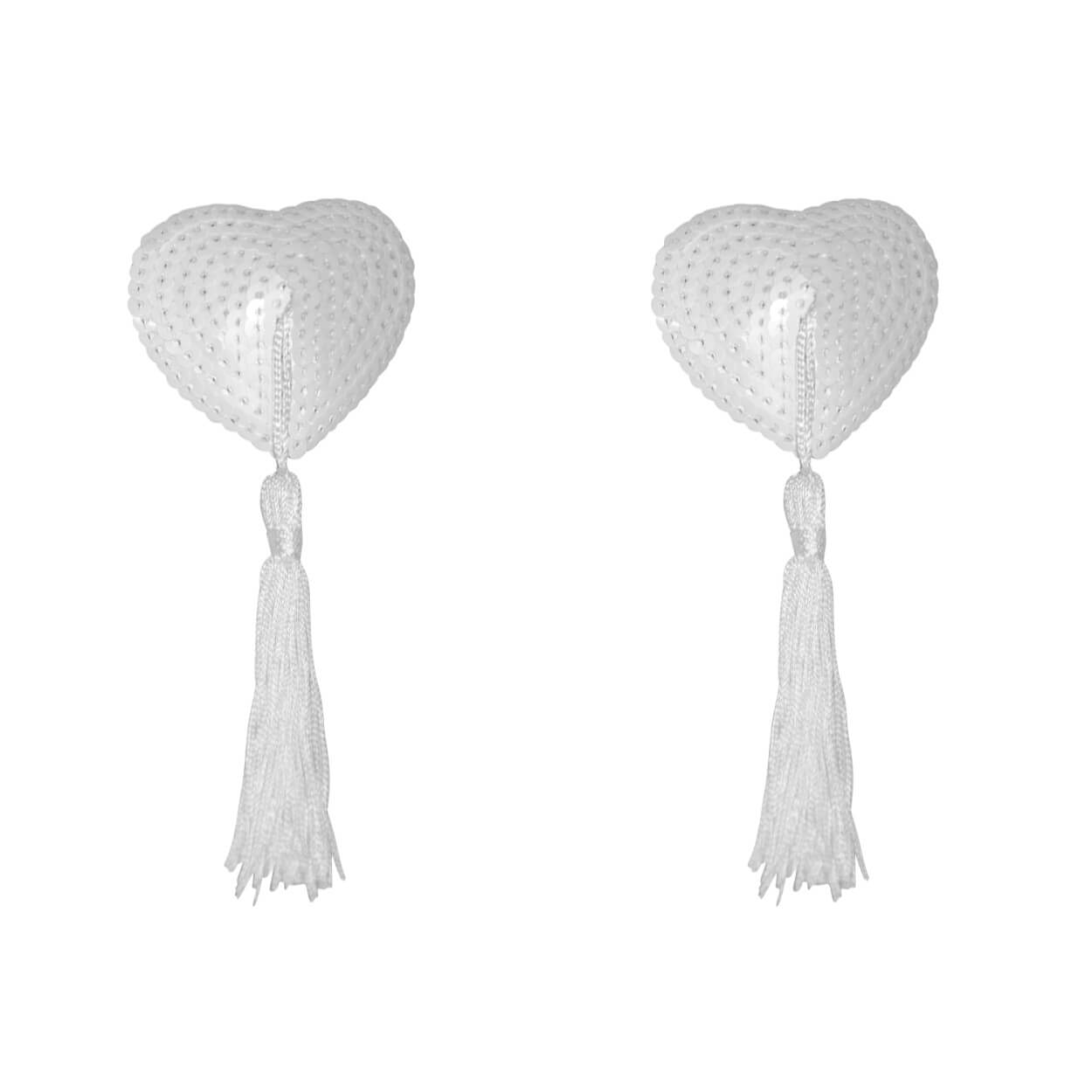 Sapeka - Nipple Cover Bride em Forma de Coração com Paetê e Pompom | Cor: Branco - 2