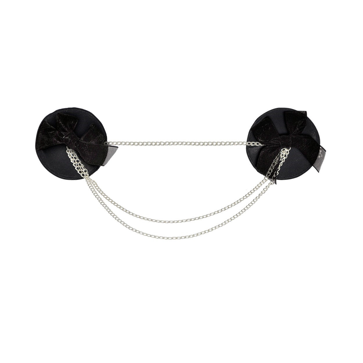 Sapeka - Nipple Cover Zara em Forma de Círculo com Laço e Corrente | Cor: Preto - 1